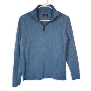 UNTUCKit Men's 100% Merino Wool Quarter-Zip Sweater Size M Blue Classic